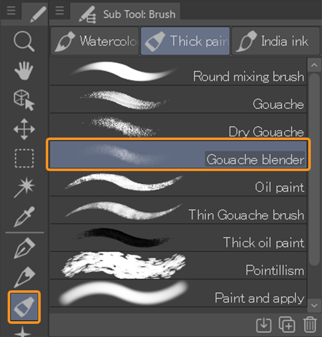 clip studio paint sub tools brush tool gouache blender