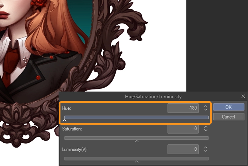 clip studio paint tools correction layer hue adjustment