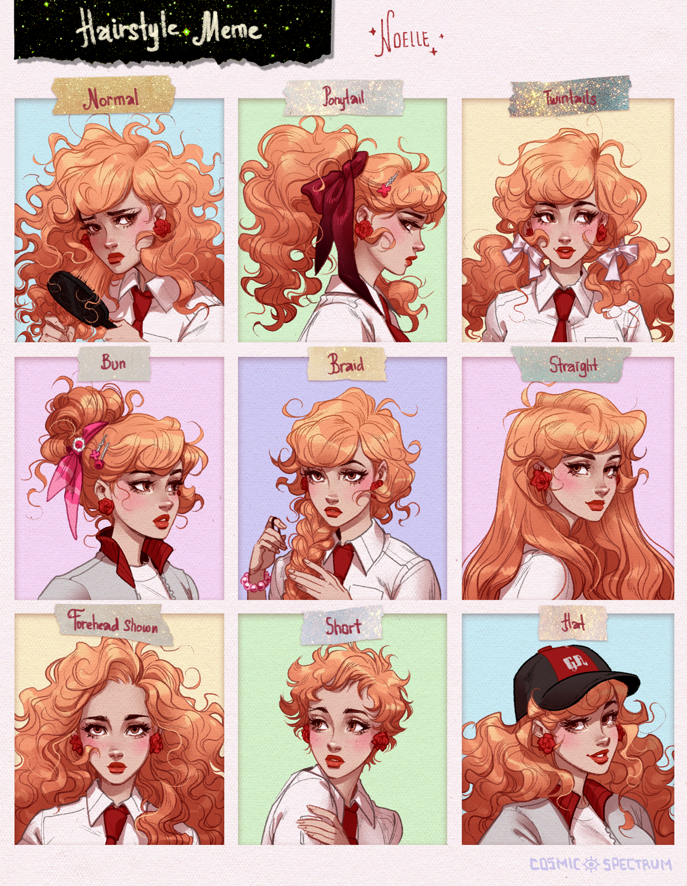 character sheet hairstyles drawing