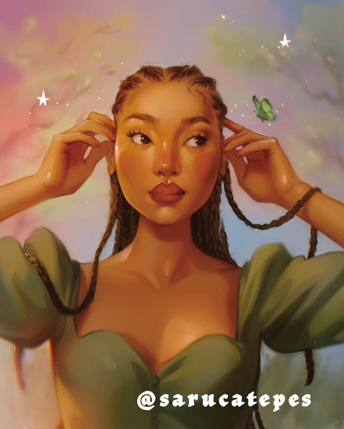 Portrait of a girl with braided hair