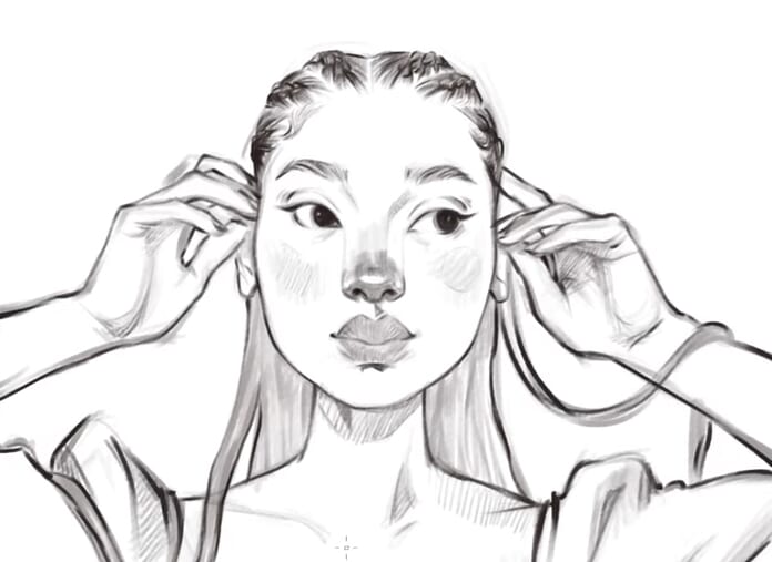 Sketch of a female face portrait