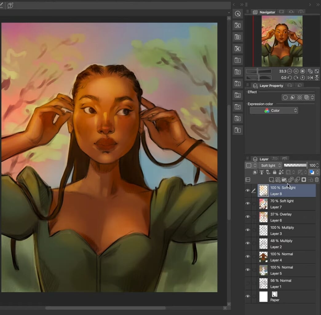 Example of blending modes in a painting