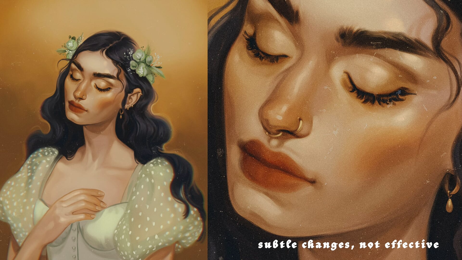 Female face portrait with more exaggerated features