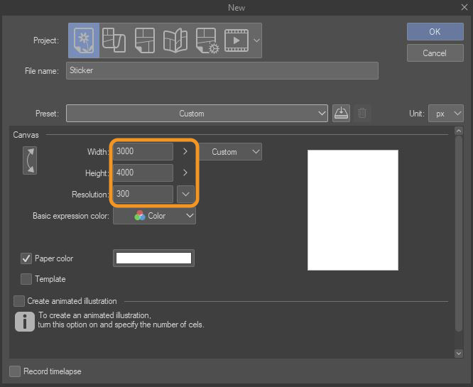 Clip Studio Paint UI
create a new canvas