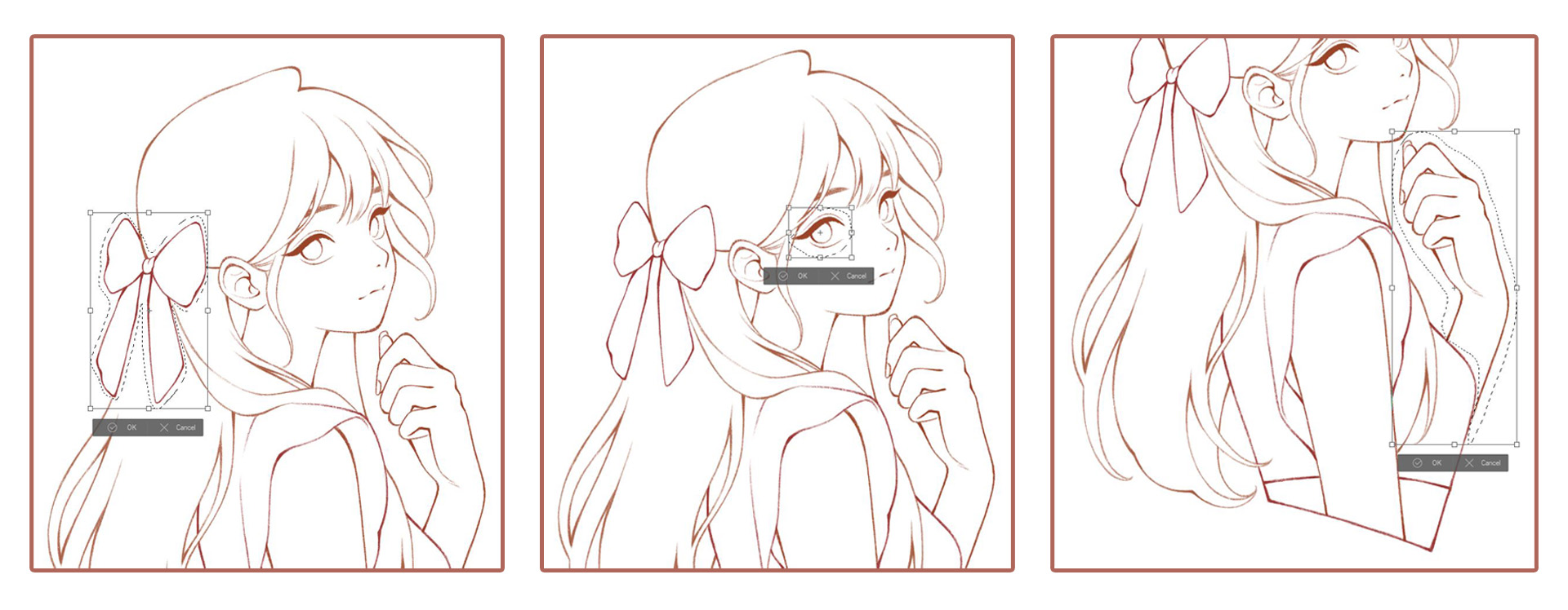 lineart drawing girl digital art