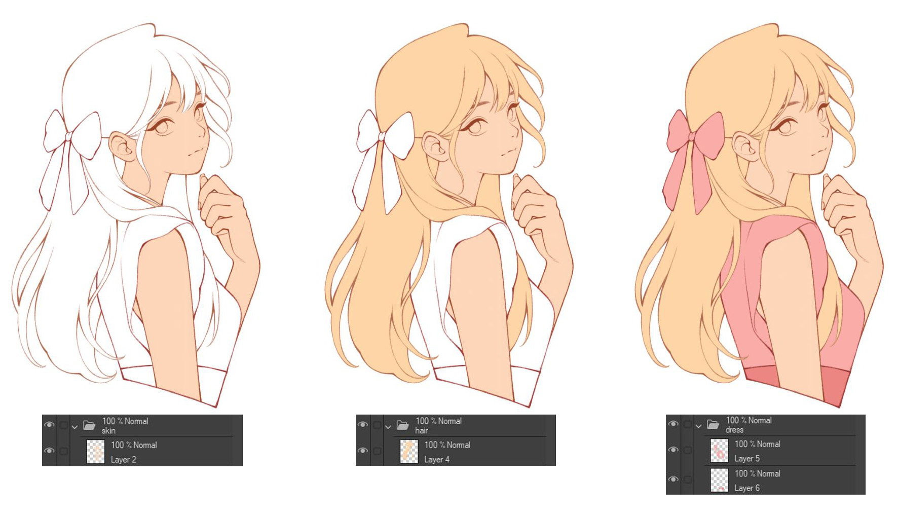 girl simple drawing looking over shoulder