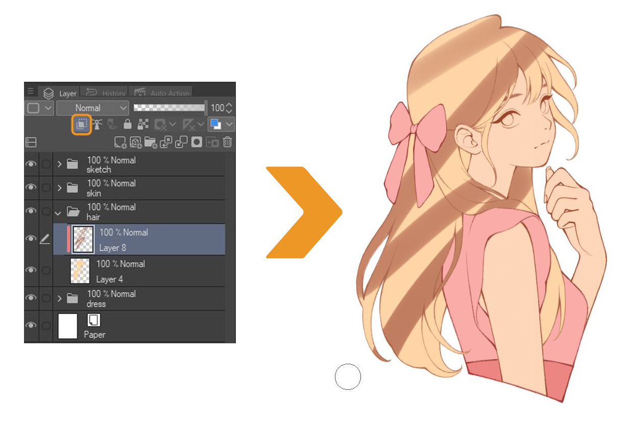 girl simple drawing looking over shoulder shading