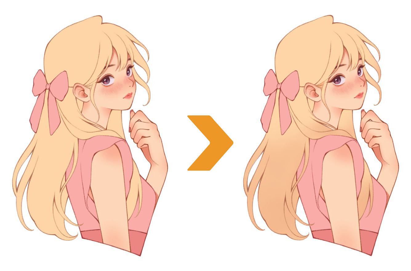 girl simple drawing looking over shoulder adjustments