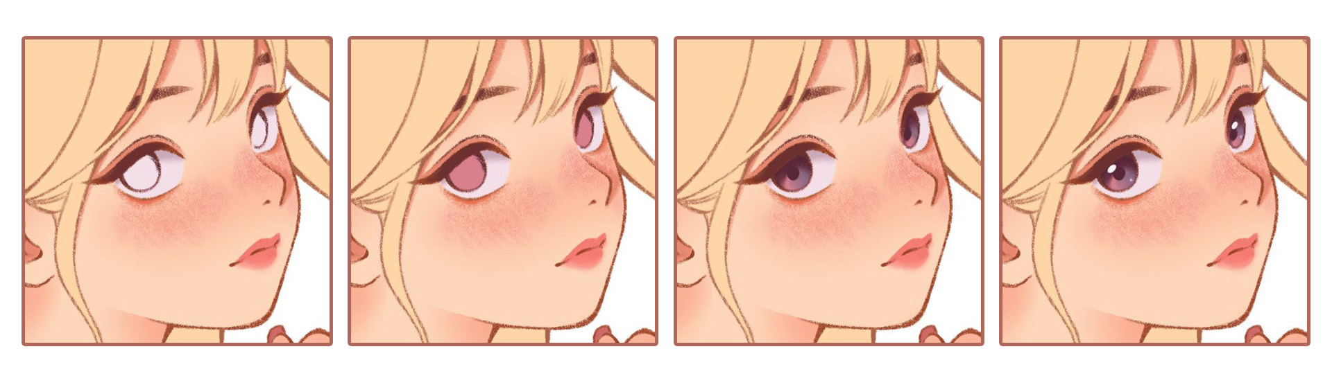 girl simple drawing looking over shoulder coloring the face adding blush