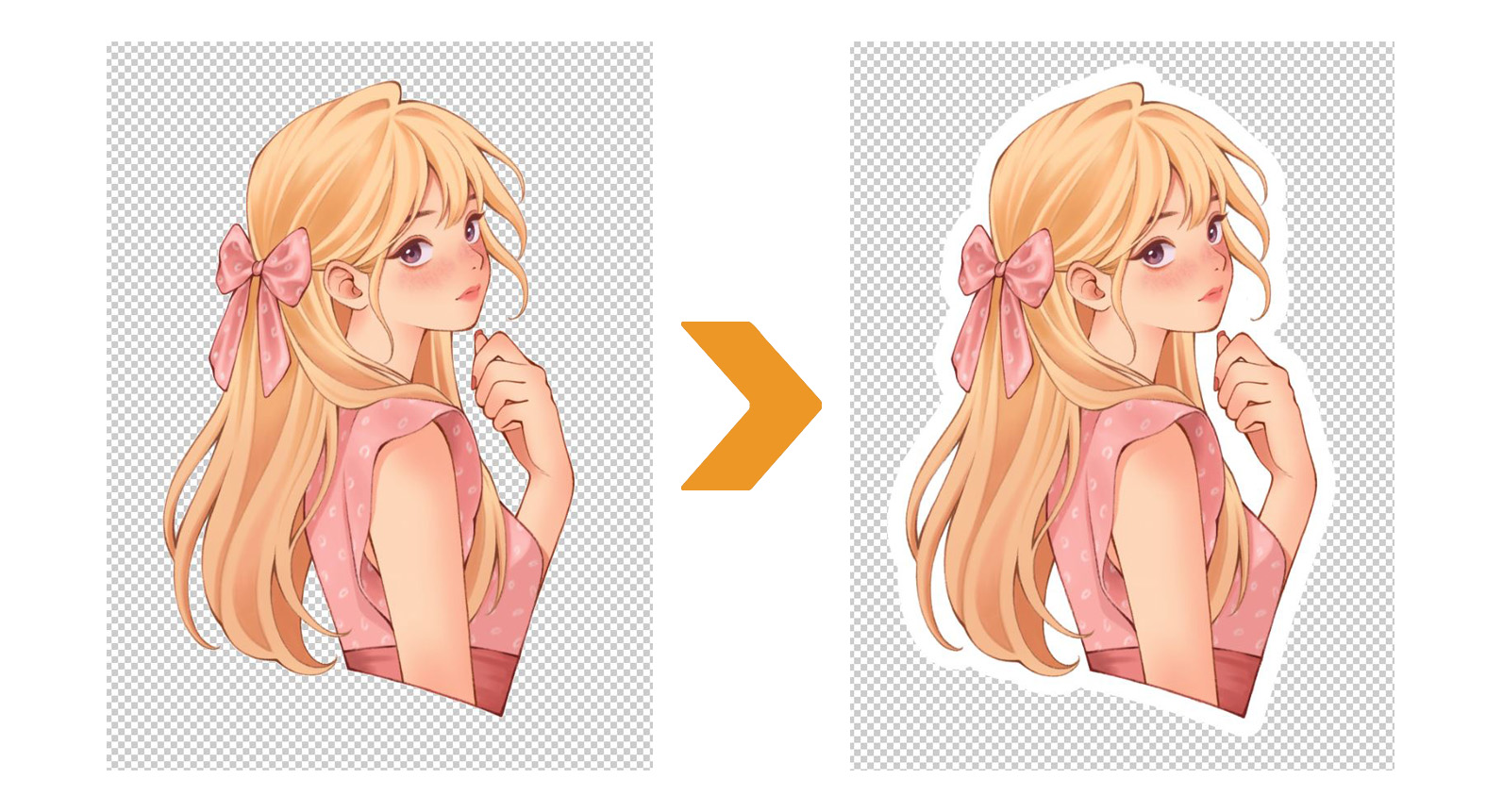 girl simple drawing looking over shoulder add outline