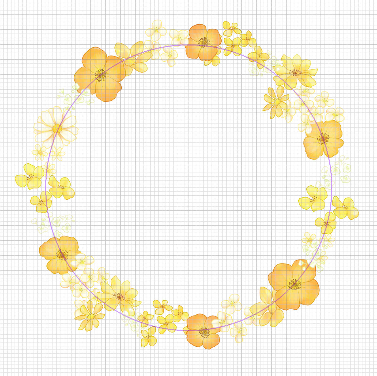 円形の花モチーフの装飾枠