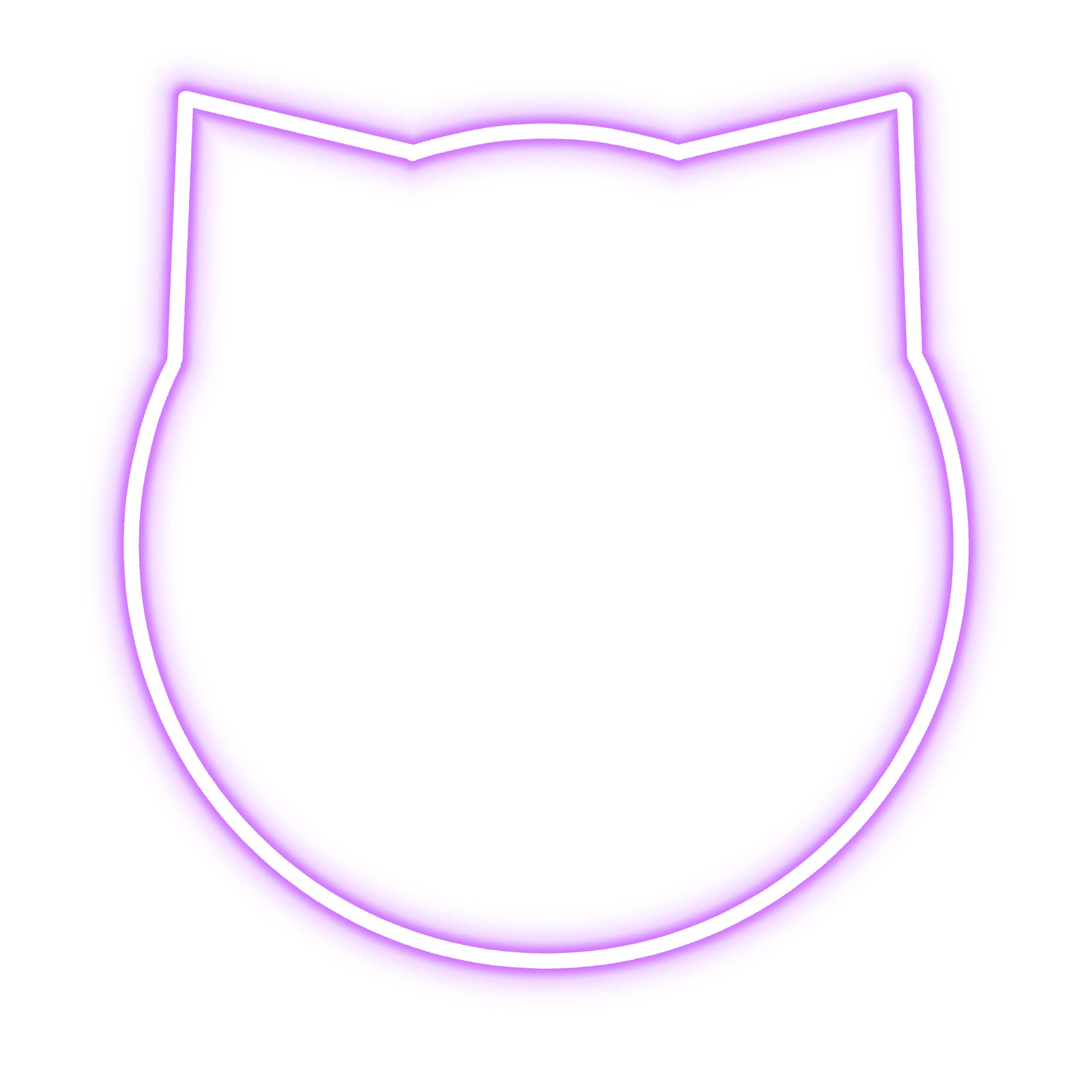 猫型定規に沿ってネオンペンで描いた画像