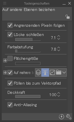 Darstellung des Sub-Tools "Auf andere Ebenen beziehen" in CLIP STUDIO PAINT