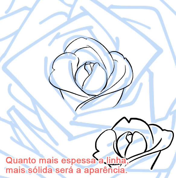 Crie uma lineart com linhas delicadas para o botão no centro da rosa.