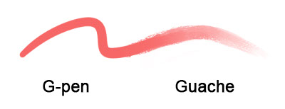 Você pode usar os pincéis G-pen e Guache para pintar, colorir e combinar.