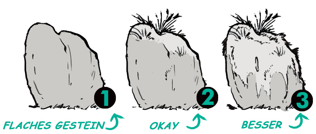 Gras auf Objekten zeichnen