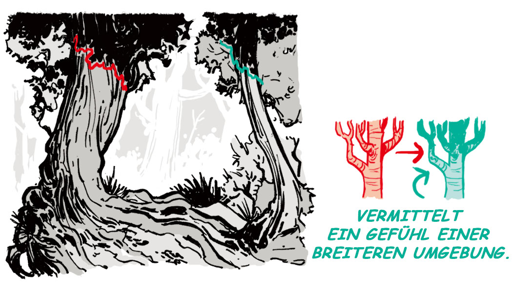 So deutet man ein Blätterdach an.