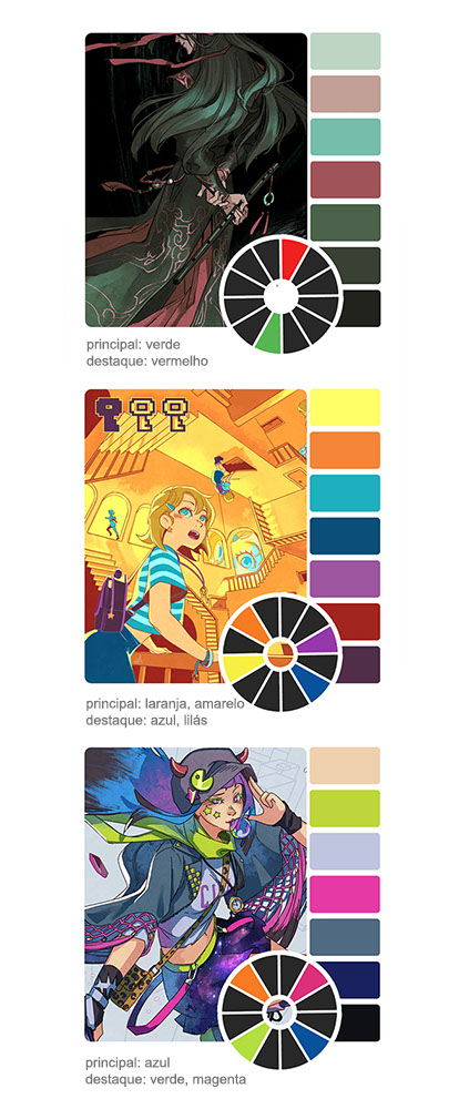 Escolha uma cor principal para sua arte e então crie uma paleta adequada ao esquema de cores e ao clima que você deseja criar para sua ilustração ou personagem.