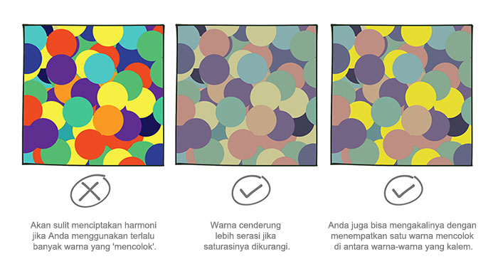 Satu lagi tips untuk menciptakan palet warna adalah dengan menciptakan keharmonisan antara warna dalam ilustrasi atau karakter Anda menggunakan warna yang lembut atau satu warna terang.