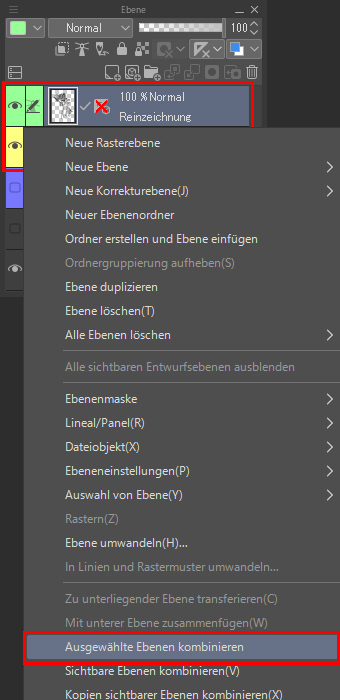 Das Zusammenfügen von Ebenen beim digitalen Zeichnen und Malen ist hilfreich.