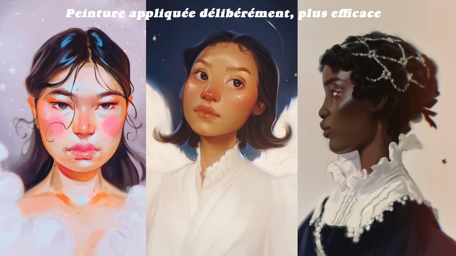 Différents visages féminins et différentes façons de les peindre