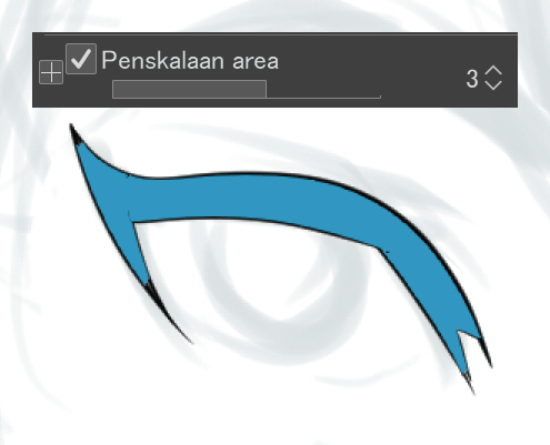 Sesuaikan pengaturan Penskalaan area untuk mengurangi jumlah piksel kosong saat menggunakan tool Fill.