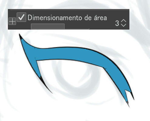 Ajuste a definição de Dimensionamento de área para reduzir o número de pixels em branco ao usar a Ferramenta de preenchimento.