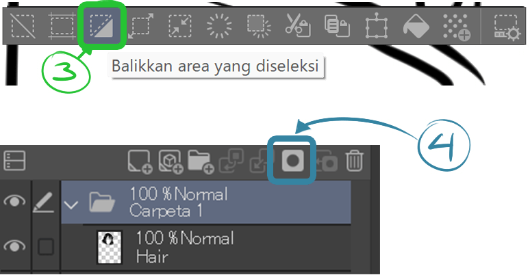 Balikkan seleksi dan kemudian Buat mask layer untuk tangan.