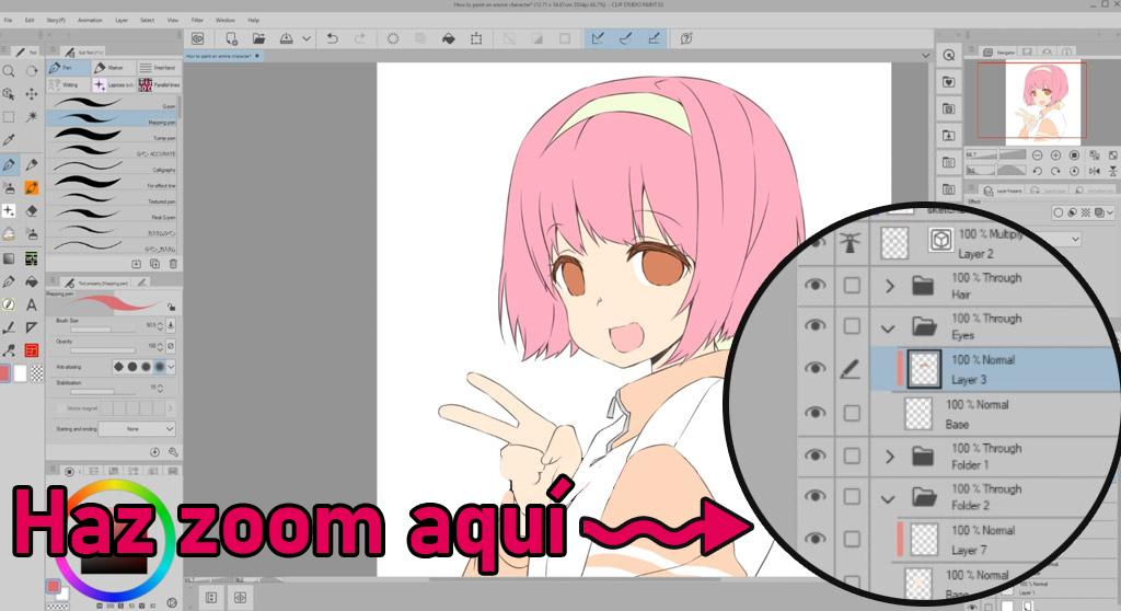 zoom en la IU de clip studio paint
