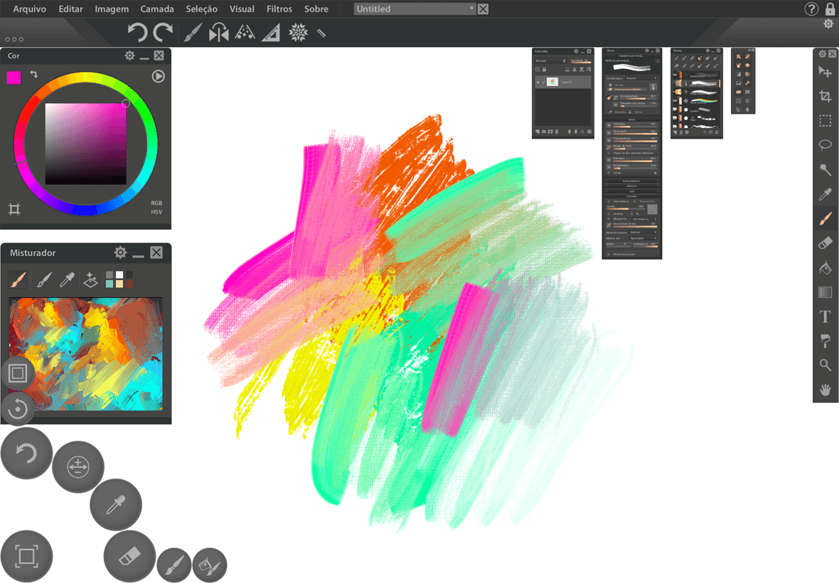 Use a paleta Mixer para mesclar e escolher cores para suas ilustrações.
