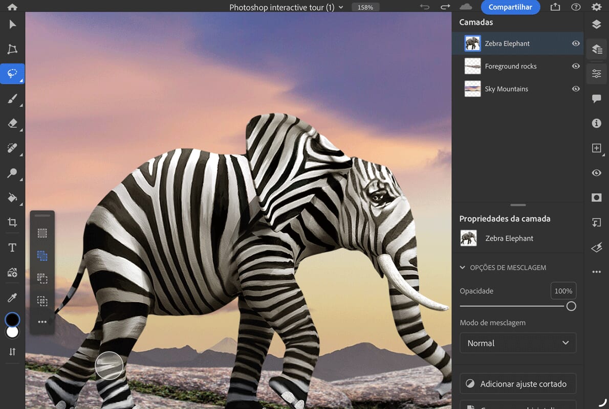 O famoso software de edição de fotos e design gráfico, Photoshop, também está disponível para iPad!