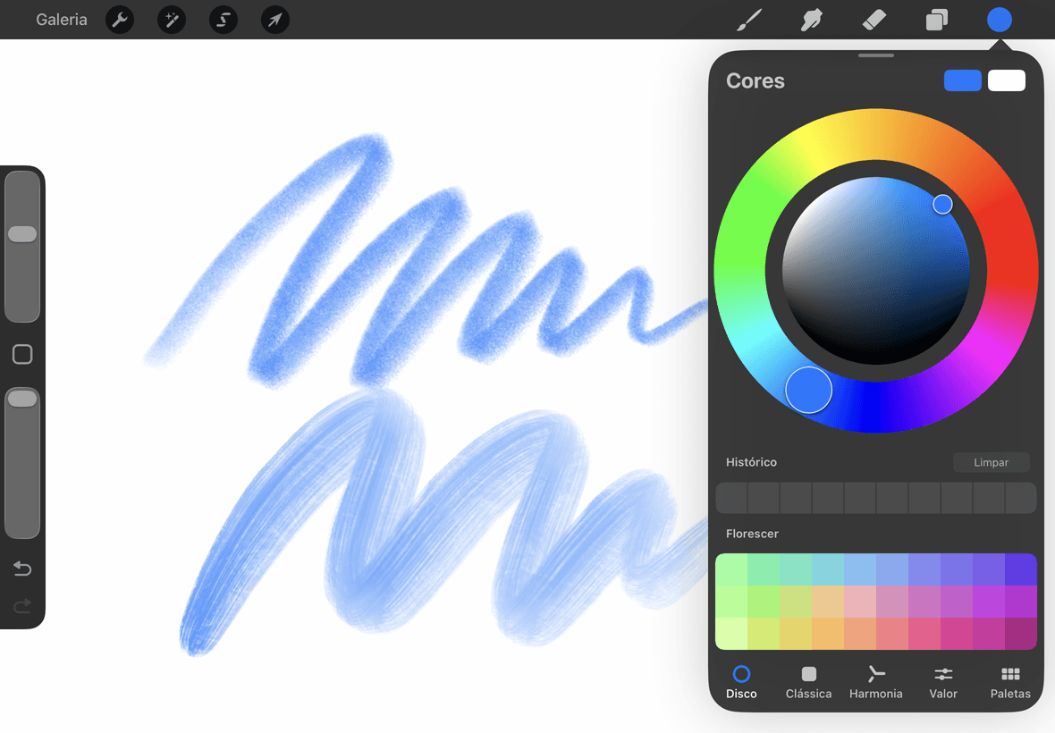 Personalize pincéis ou baixe os criados por usuários no Gumroad, Patreon ou na biblioteca de pincéis do Procreate.