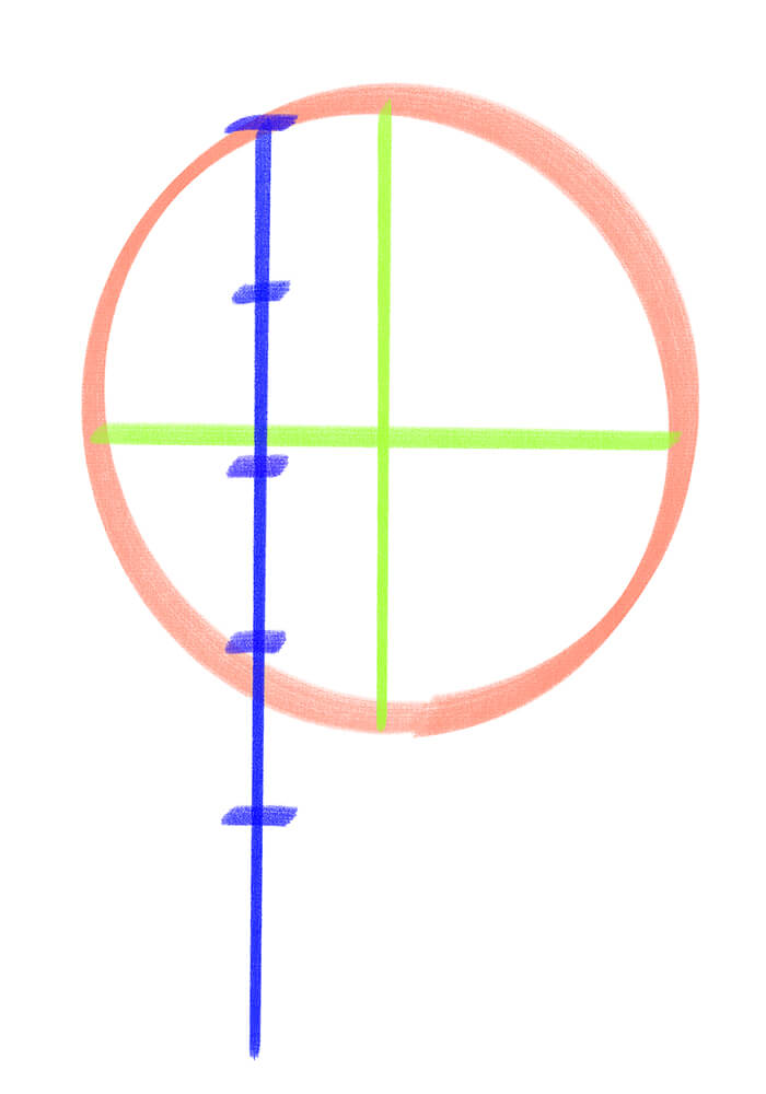 円に十字を描いた画像