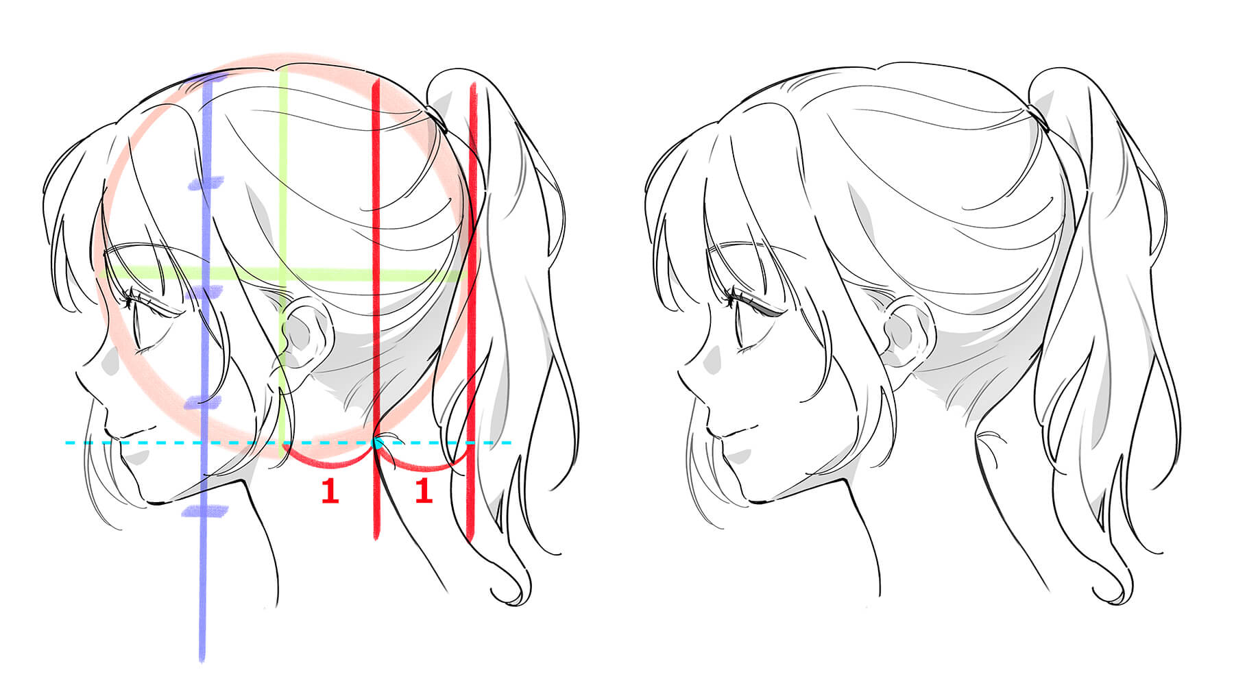 女性のうなじを見せた横顔の女性