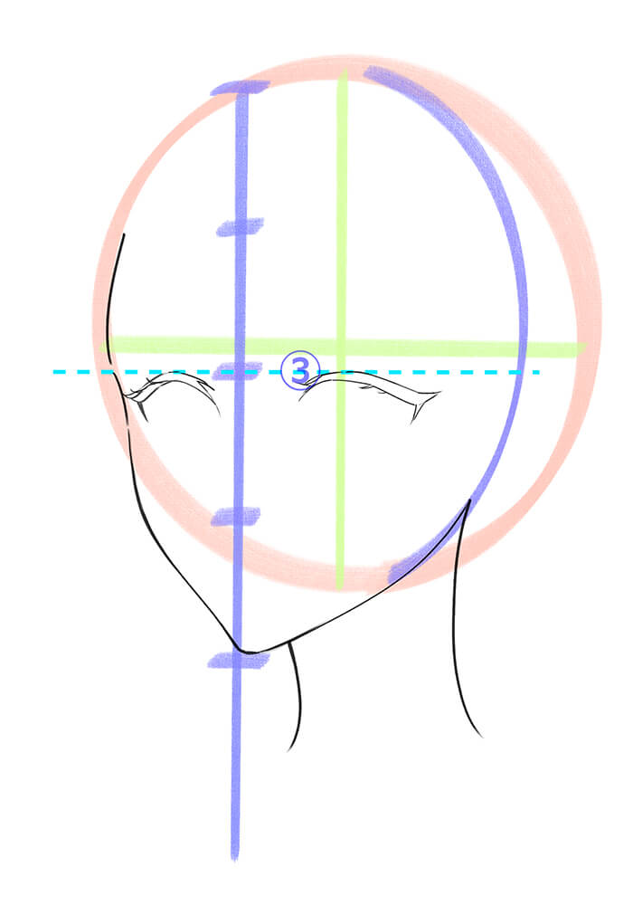 女性の斜め顔のまつ毛を描いた画像