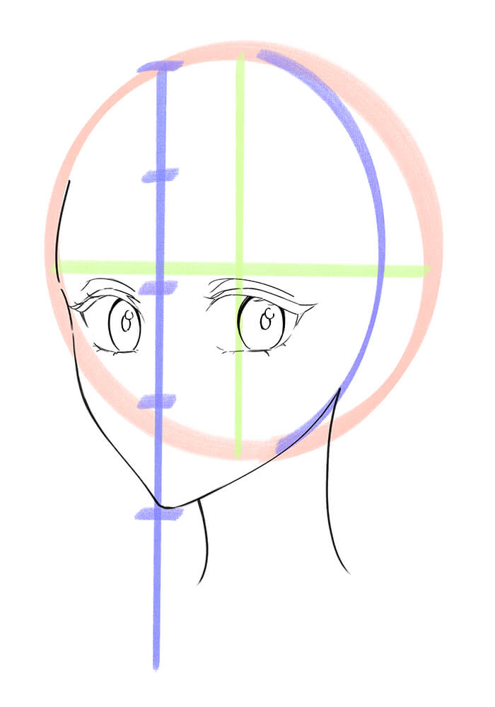 女性の斜め顔の瞳を描いた画像