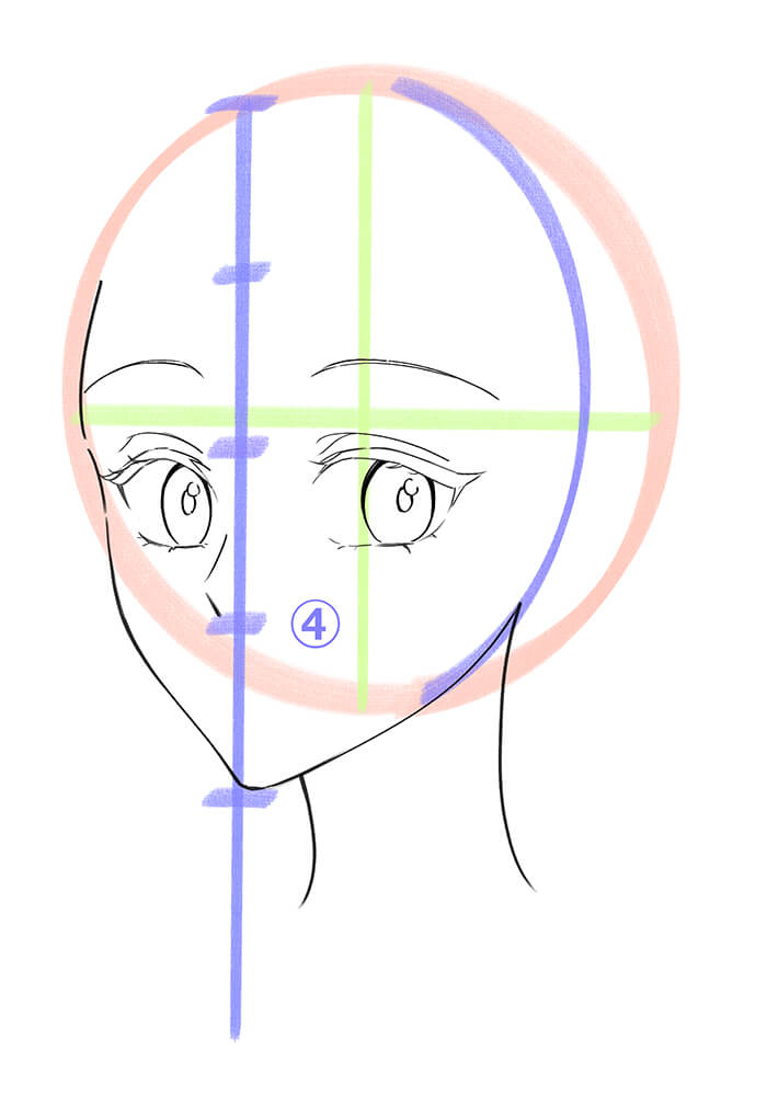 女性の斜め顔の鼻を描いた画像