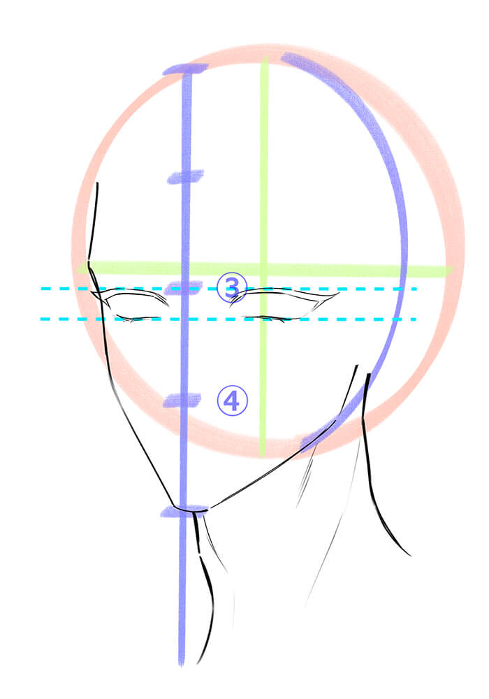 男性の斜め顔の下まつげを描いた画像