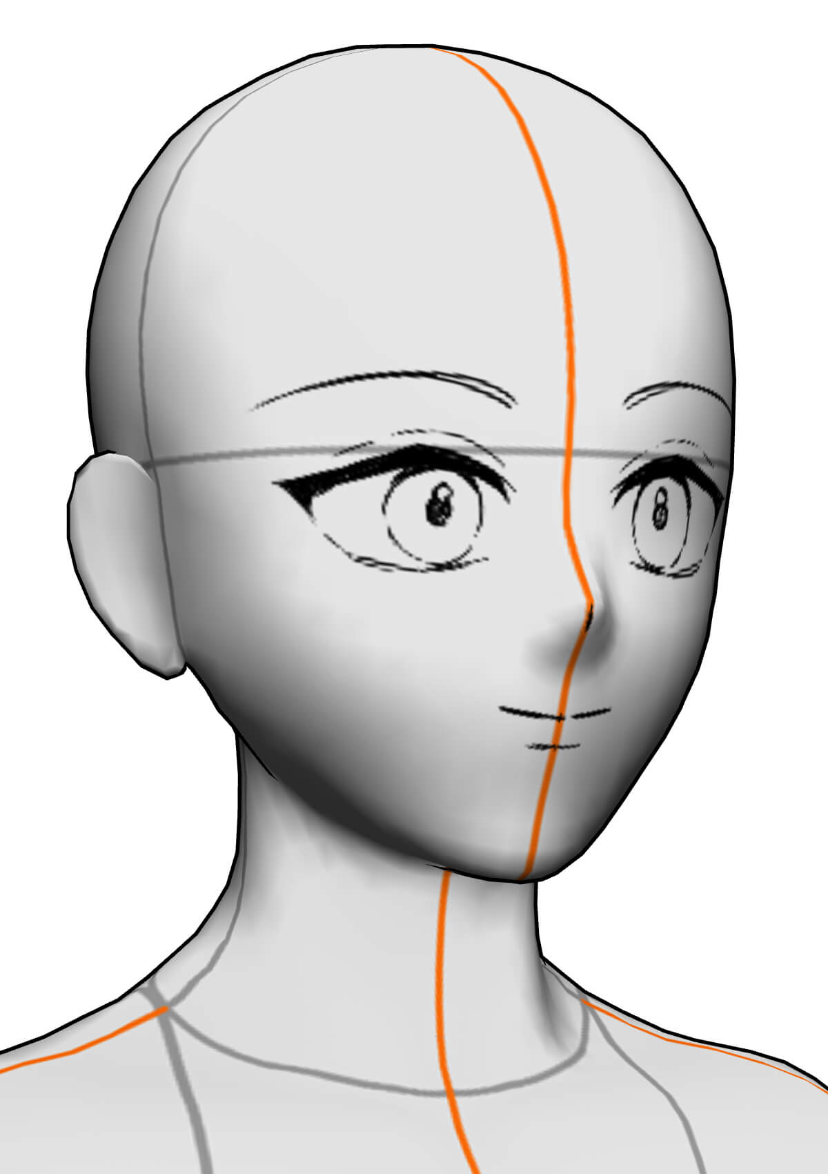 3Dデッサン人形に顔を描いた画像